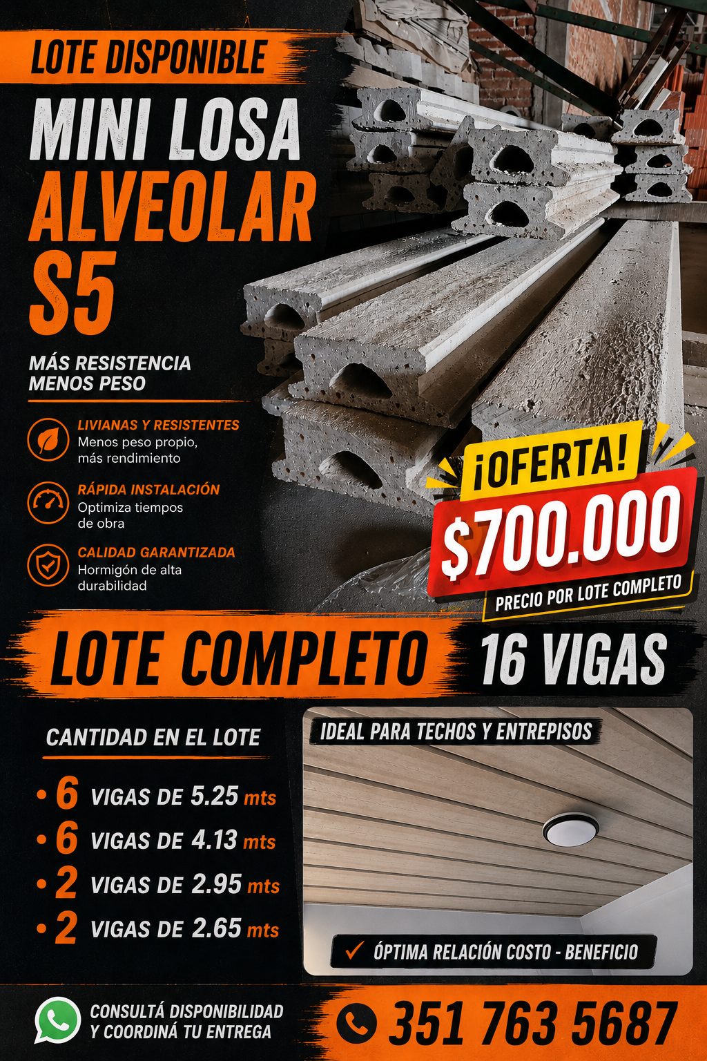 Lote de viguetas alveolar S5