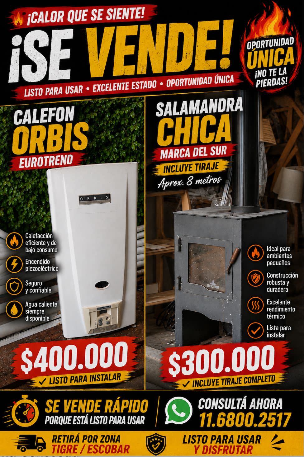 Aberturas, Salamandra, Calefon